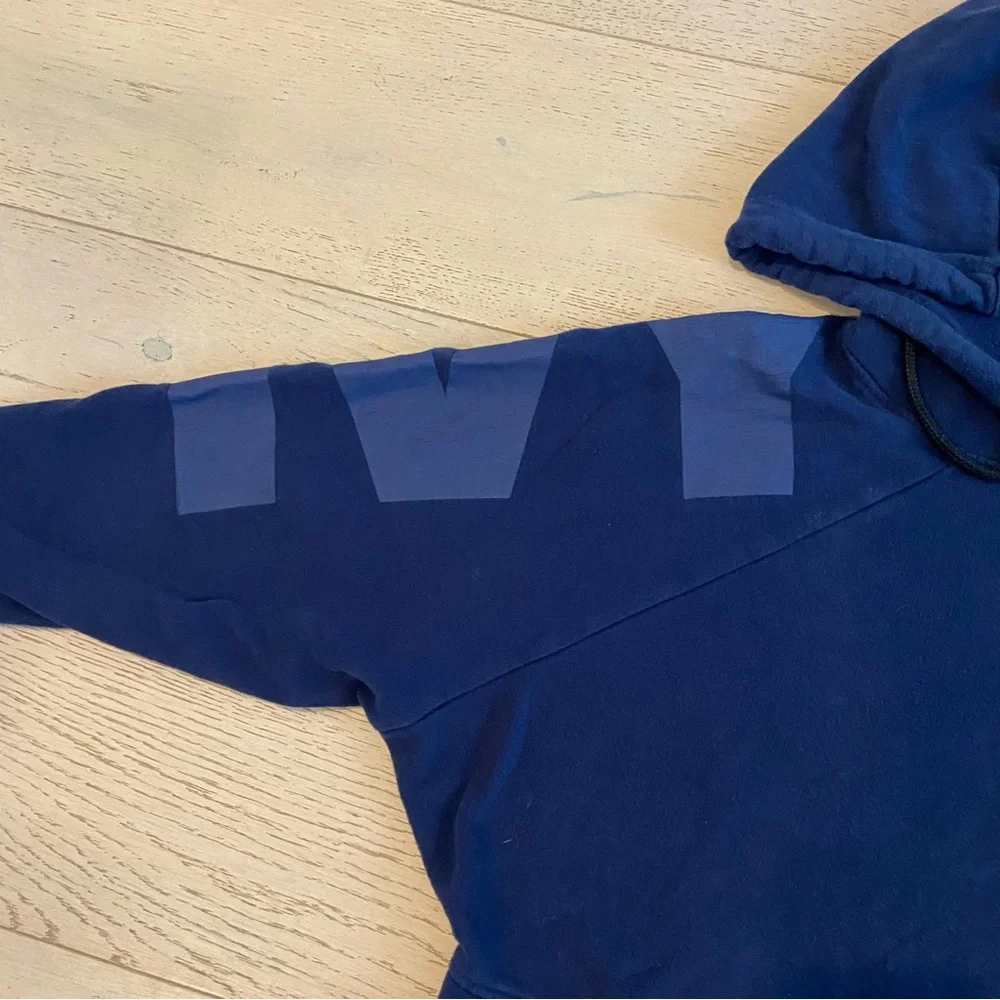 IVY PARK Cropped Hoodie Small Navy Dolman Sleeve Drawstring Hem EUC - Picture 6 of 10